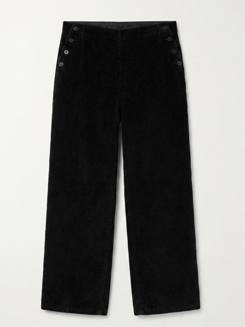 Vintage J Jill Black Corduroy Sailor Wide Leg Pants 90s High Rise Button Trouser